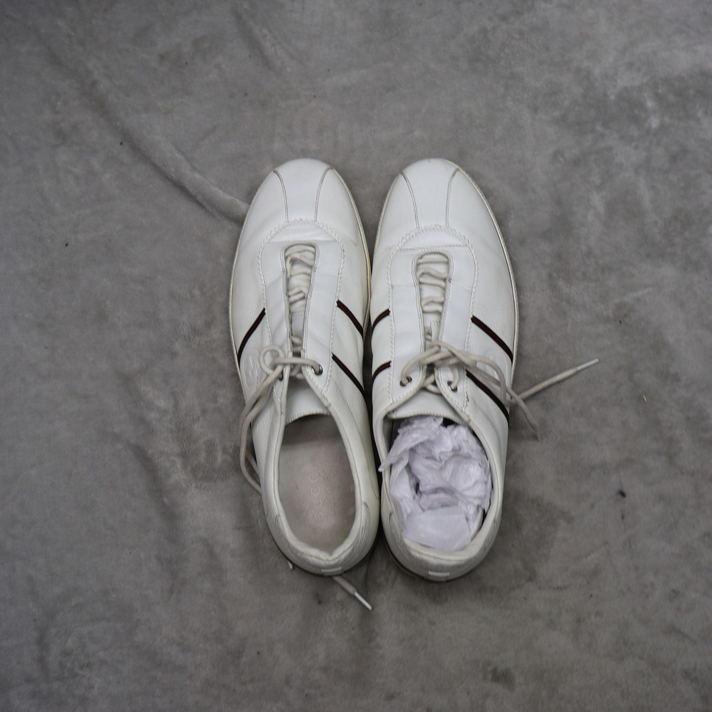 Gucci Mens 12 Sneakers White Leather Low Top Lace-Up Casual Classic Driving VTG - Picture 7 of 16